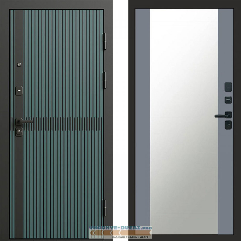 Входная дверь ГРАУНД Velutto Verde Бетон Зеркало 27 Grey Софт